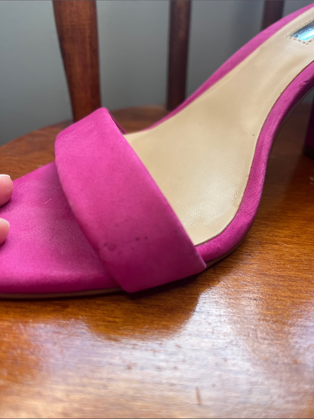 INC Fuchsia Block Heel Ankle Strap Sandals Square Toe Size 6.5 - Picture 5 of 9